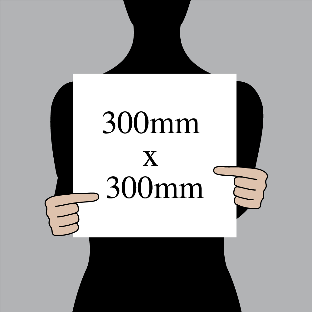 Size indication of 300mm (12") / 300mm (12")